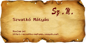 Szvatkó Mátyás névjegykártya