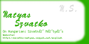 matyas szvatko business card